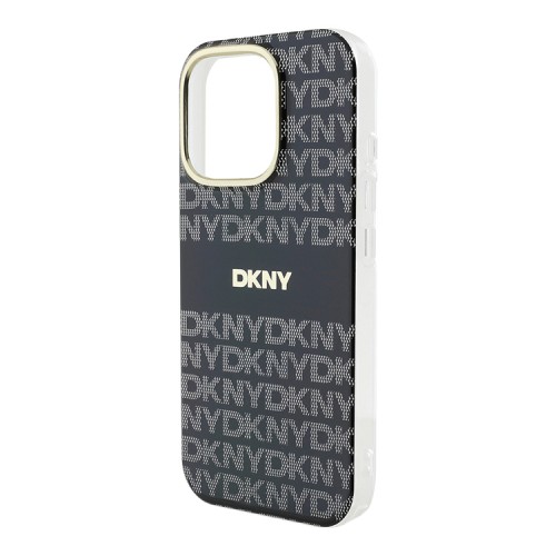 DKNY для iPhone 16 Pro Max чехол PC/TPU Repeat texture Tonal stripe Black (MagSafe)