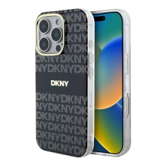 DKNY для iPhone 16 Pro Max чехол PC/TPU Repeat texture Tonal stripe Black (MagSafe)