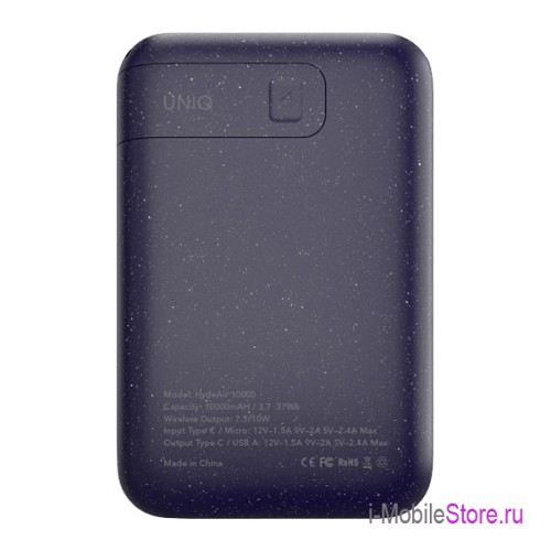Аккумулятор Uniq HYDEAIR 10000W Wireless 7.5/10W, USB-C PD18W in-out, синий