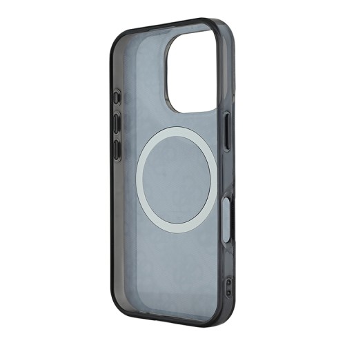 Guess для iPhone 16 Pro чехол PC/TPU 4G Peony Black (MagSafe)