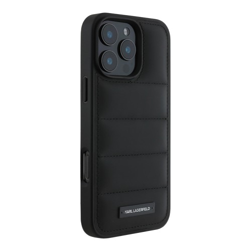 Karl Lagerfeld для iPhone 16 Pro Max PU кожа Quilted Metal logo Black