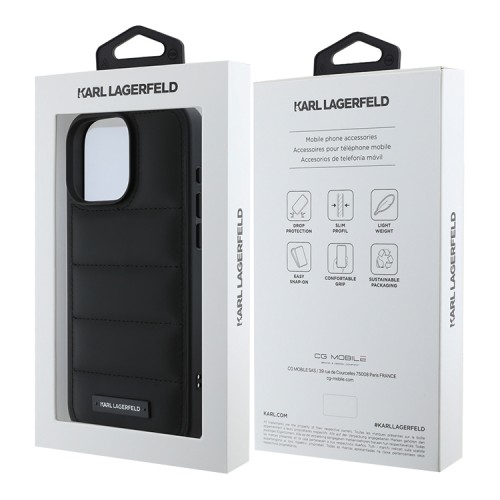 Karl Lagerfeld для iPhone 16 Pro Max PU кожа Quilted Metal logo Black