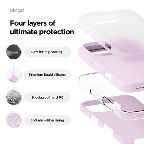 Elago для iPhone 16 Pro Max чехол Soft silicone (Liquid) Light Lilac