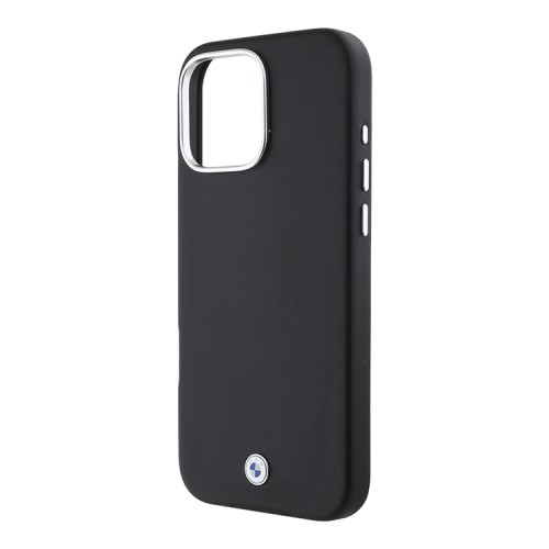 BMW для iPhone 16 Pro чехол Signature PU Full Wrapped Metal logo & Camera Hard Black (MagSafe)