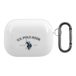 Чехол U.S. Polo Assn. Double Horse Logo с кольцом для Airpods Pro, белый
