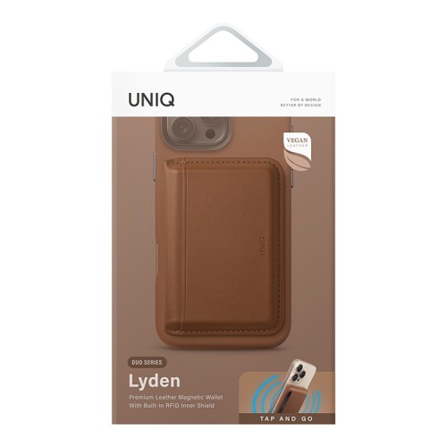 Uniq магн. бумажник Lyden DS Magnetic RFID-blocking wallet Caramel/Ivory