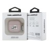 Karl Lagerfeld для Airpods 4 чехол PU Saffiano Monogram with ring NFT Metal Head Karl & Choupette Pink