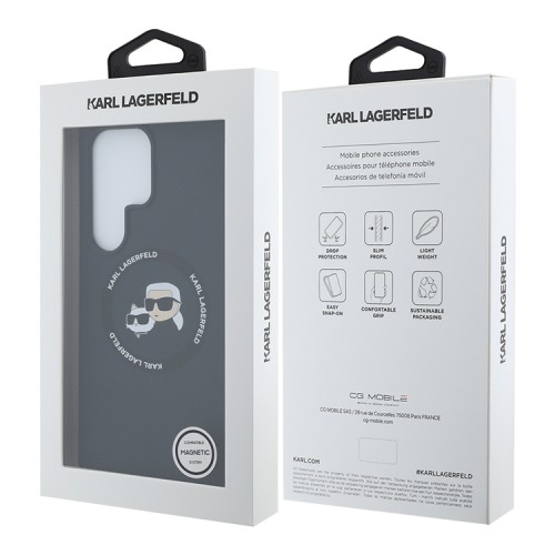Karl Lagerfeld для Galaxy S25 Ultra чехол Liquid Silicone NFT Karl & Choupette Head Hard Black (MagSafe)