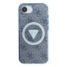 Guess для iPhone 16e чехол PC/TPU 4G Glitter Triangle logo Hard Blue (MagSafe)