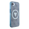 Guess для iPhone 16e чехол PC/TPU 4G Glitter Triangle logo Hard Blue (MagSafe)