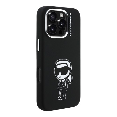 Karl Lagerfeld для iPhone 16 Pro чехол Liquid Silicone Sketch Karl Ikonik Black (MagSafe)