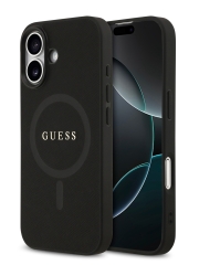 Guess для iPhone 17 чехол PU Saffiano with Classic metal logo Hard Black (MagSafe)