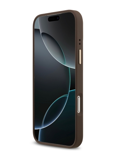 Guess для iPhone 17 Pro Max чехол PU 4G Diamond metal logo Gold camera Hard Brown (MagSafe)
