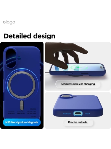 Elago для iPhone 17 чехол Magnetic Silicone Cobalt Blue (MagSafe)