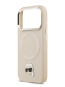 Karl Lagerfeld для iPhone 17 Pro Max чехол PU NFT Karl head Metal pin & Camera Hard Beige (MagSafe)