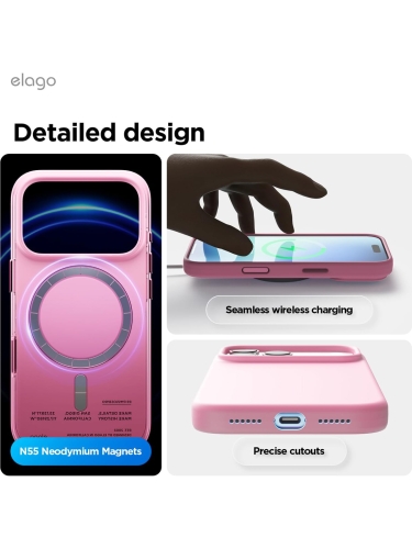Elago для iPhone 17 Pro Max чехол Magnetic Silicone Hot Pink (MagSafe)