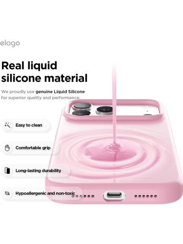 Elago для iPhone 17 Pro Max чехол Magnetic Silicone Hot Pink (MagSafe)