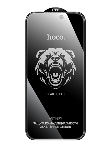 HOCO стекло для iPhone 17 Pro, Bear Shield series Anti-Spy full screen tempered glass Black