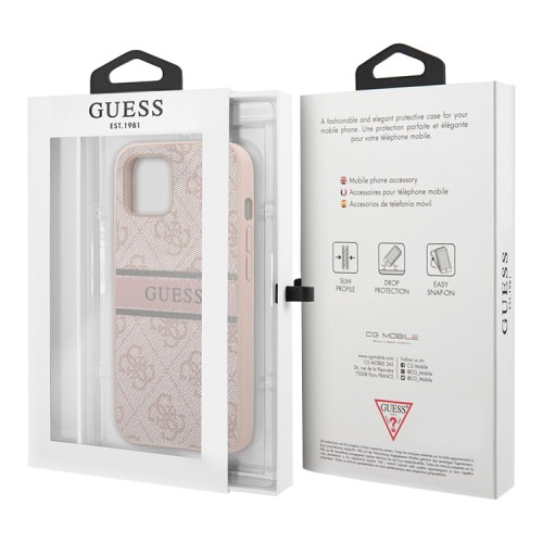 Чехол Guess 4G Stripe printed logo Hard для iPhone 13 mini, розовый