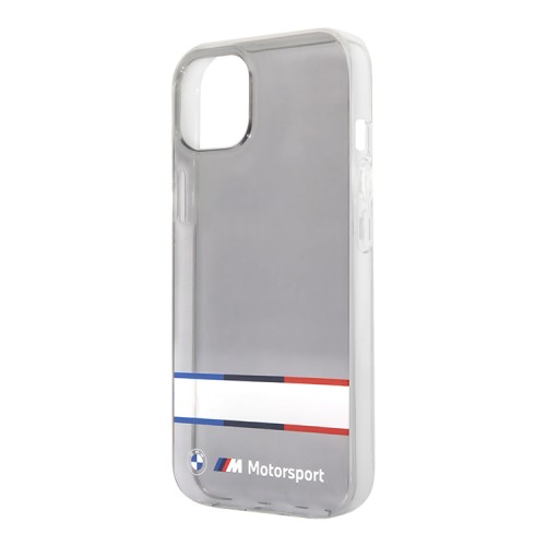 Чехол BMW Motorsport Tricolor Horizont Hard Transparent для iPhone 13, черный