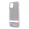 Чехол BMW Motorsport Tricolor Horizont Hard Transparent для iPhone 13, черный