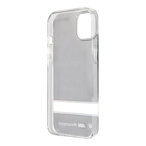 Чехол BMW Motorsport Tricolor Horizont Hard Transparent для iPhone 13, черный