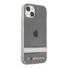 Чехол BMW Motorsport Tricolor Horizont Hard Transparent для iPhone 13, черный