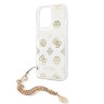 Чехол Guess Peony Hard Transparent +Gold hand chain для iPhone 13 Pro, золотой