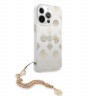 Чехол Guess Peony Hard Transparent +Gold hand chain для iPhone 13 Pro, золотой