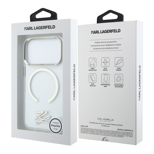 Karl Lagerfeld для iPhone 17 Pro Max чехол IML Initials Metal logo & Camera прозрачный (MagSafe)