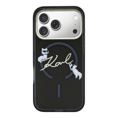 Karl Lagerfeld для iPhone 17 Pro чехол IML NFT Choupettes Script logo Metal Cam Black (MagSafe)