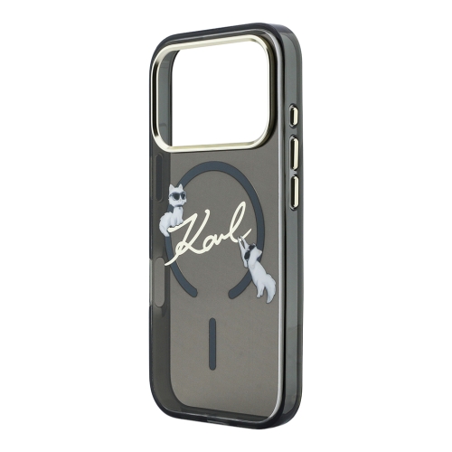 Karl Lagerfeld для iPhone 17 Pro чехол IML NFT Choupettes Script logo Metal Cam Black (MagSafe)