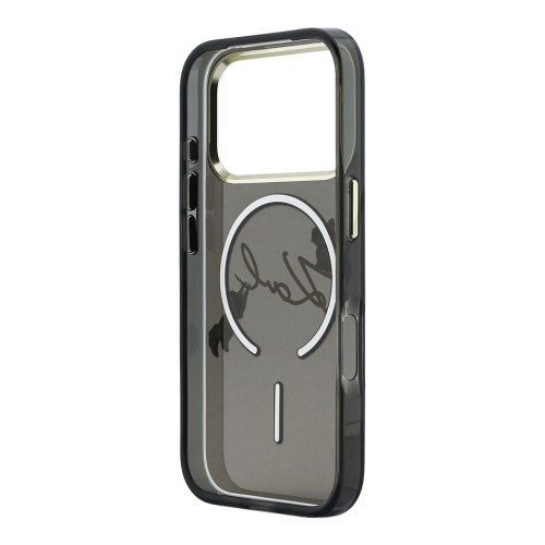 Karl Lagerfeld для iPhone 17 Pro чехол IML NFT Choupettes Script logo Metal Cam Black (MagSafe)