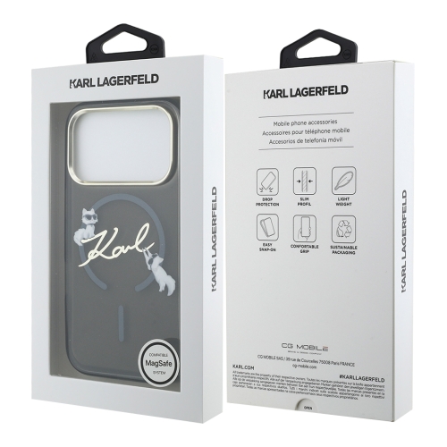 Karl Lagerfeld для iPhone 17 Pro чехол IML NFT Choupettes Script logo Metal Cam Black (MagSafe)