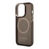 Чехол Guess Metal outline Hard Translucent для iPhone 14 Pro, черный/золотой (MagSafe)