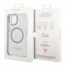 Чехол Guess Metal outline Hard для iPhone 14, прозрачный/серебристый (MagSafe)