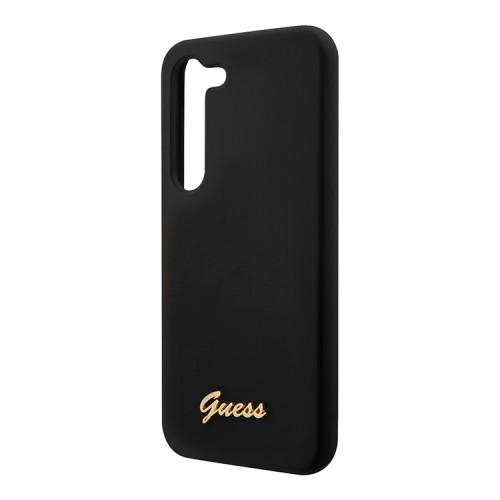 Чехол Guess Liquid Silicone Gold Metal logo для Galaxy S23 Plus, черный