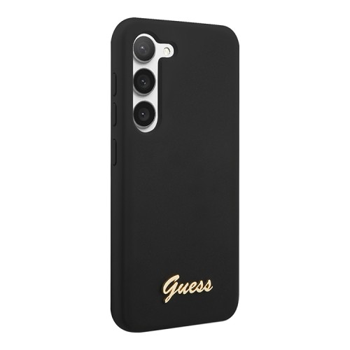 Чехол Guess Liquid Silicone Gold Metal logo для Galaxy S23 Plus, черный