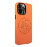 Чехол Lagerfeld PU Perforated round logo and metal buttons Hard для iPhone 14 Pro Max, оранжевый