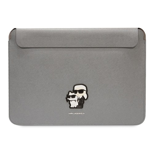 Чехол-папка Lagerfeld Saffiano Sleeve NFT Karl & Choupette для Macbook 13"/14", серебристый