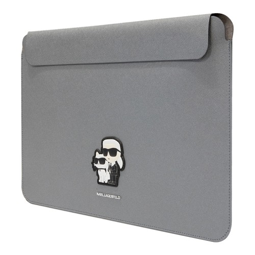 Чехол-папка Lagerfeld Saffiano Sleeve NFT Karl & Choupette для Macbook 13"/14", серебристый
