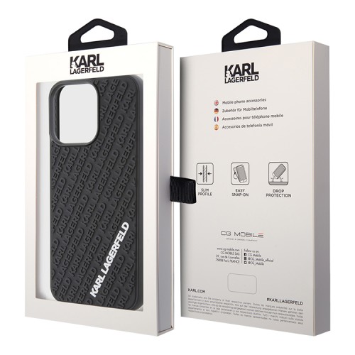 Lagerfeld для iPhone 15 Pro чехол 3D Rubber Multi Logo Hard Black