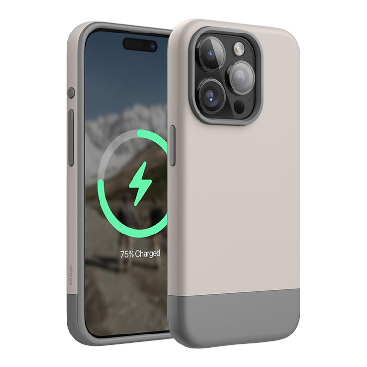 Elago для iPhone 15 Pro Max чехол GLIDE (tpu+pc) Stone/Medium Grey (MagSafe)