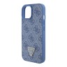 Guess для iPhone 15 чехол PU 4G Triangle Diamond metal logo Hard Blue