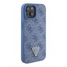 Guess для iPhone 15 чехол PU 4G Triangle Diamond metal logo Hard Blue