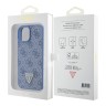 Guess для iPhone 15 чехол PU 4G Triangle Diamond metal logo Hard Blue