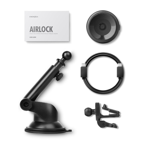 EnergEA Автодержатель-беспроводное ЗУ AirLock Vacuum Mount 15W Air/Dash Gunmetal