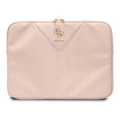 Guess для ноутбуков 13"/14" чехол Sleeve PU Grained leather 4G metal logo with Zipper Pink