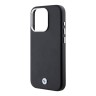 BMW для iPhone 15 Pro чехол PU Full Wrapped Metal logo Hard Black (MagSafe)