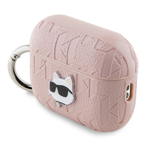 Karl Lagerfeld для Airpods Pro 2 чехол PU Saffiano Monogram with ring NFT Metal Head Choupette Pink